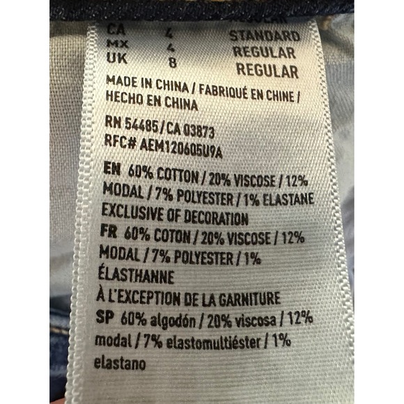 American Eagle Rip Jegging Crop Distressed Frayed Hem Super Stretch Denim Size 4 - Picture 7 of 12